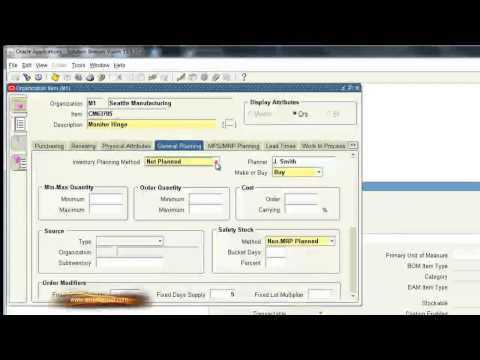 INV Setting an Item to MinMax Planning, Oracle Applications Training