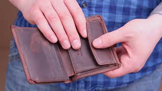 Компактний чоловічий гаманець із добротної вінтажної шкіри KARYA 21328 коричневий