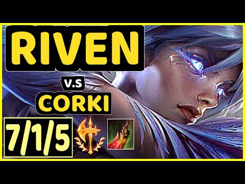 ROACH (RIVEN) vs CORKI - 7/1/5 KDA TOP GAMEPLAY - KR Ranked GRANDMASTER
