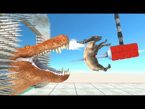 Tentacle Hammer Throw Units in Mosasaurus Pool and Spike Wall - Animal Revolt Battle Simulator