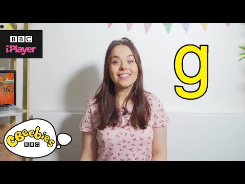 イービーとダッジと一緒に「g」の文字を学ぼう｜フォニックス｜CBeebies House (Learn letter "g" with Evie and Dodge | Phonics | CBeebies House)