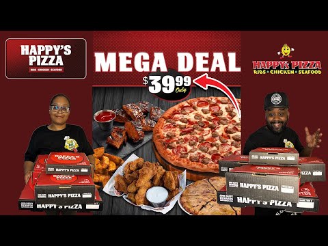 We Tried Happy's Pizza $39.99 Mega Deal | I Can't Believe We Ate This Much Food