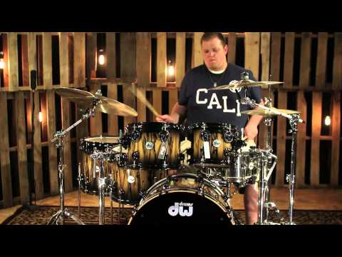 DW Drum Collectors Natural to Quick Black Burst Over Ivory Ebony With Black Nickel Hardware