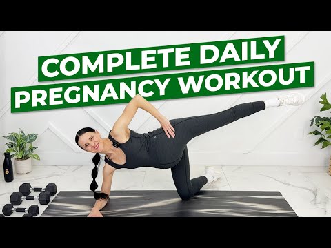 Full Body Pregnancy Exercises (Warm Up + Cardio + Strength + Stretch)