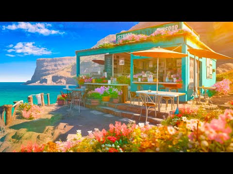Morning Santorini Seaside Cafe Ambience - Bossa Nova Music for Relax | Cafe Music
