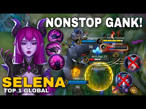 SELENA JUNGLE NONSTOP GANK + FAST ROTATION | SELENA MVP GAMEPLAY | TOP 1 GLOBAL SELENA