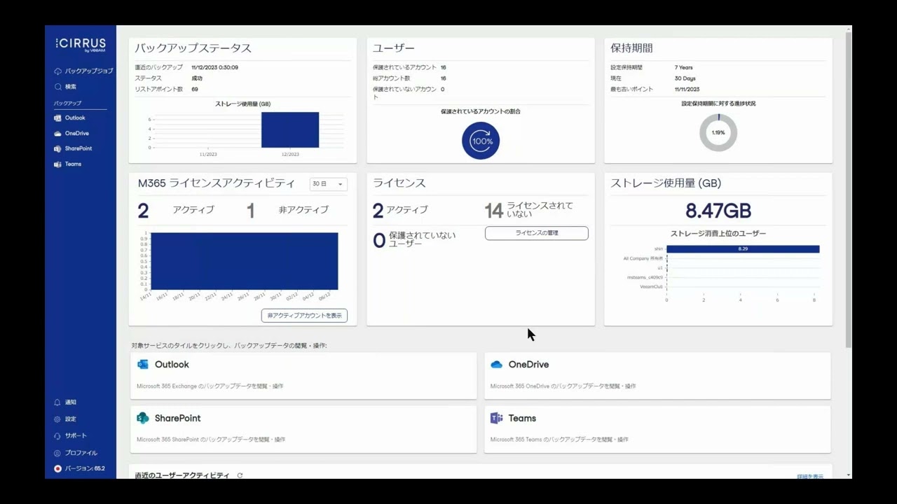 Veeam Microsoft 365バックアップ - As a Service デモ 日本語インタフェース video