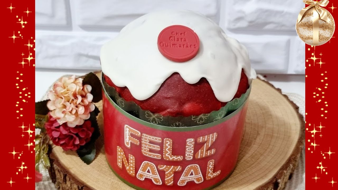 PANETONE RED VELVET COM COBERTURA DE PORCELANA! Beleza e sabor nesse produto maravilhoso!