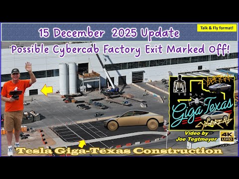 Cybercab Factory Exit, Far N Clearing, Cortex 2 Chiller Plant! 15 Dec 2025 Giga Texas Update(9:35AM)