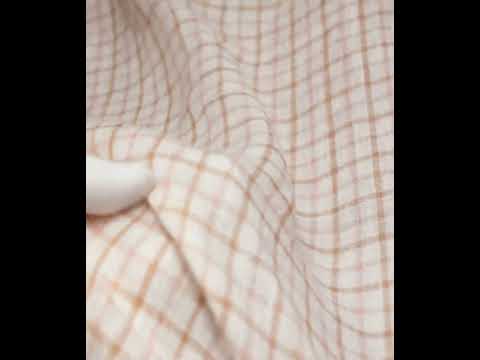 Check Multicolor Cream Pink Brown Linen 140 GSM Handwoven Fabric — video