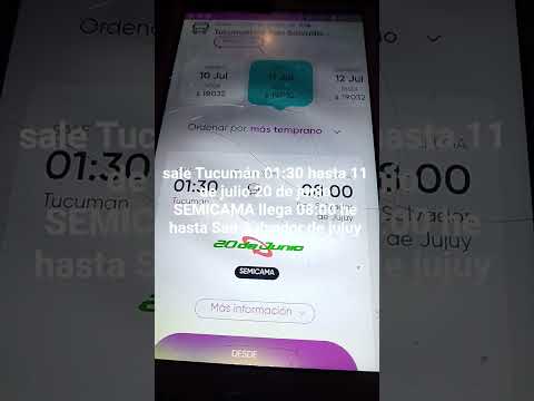 sale Tucumán horario 01:30 hasta 11 de julio 20 de junio SEMICAMA llega 08:00 hasta San Salvador de