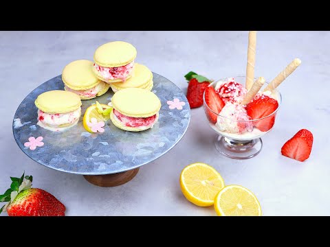 Lemon Macarons & Raspberry Ice Cream for a Tasty Dessert