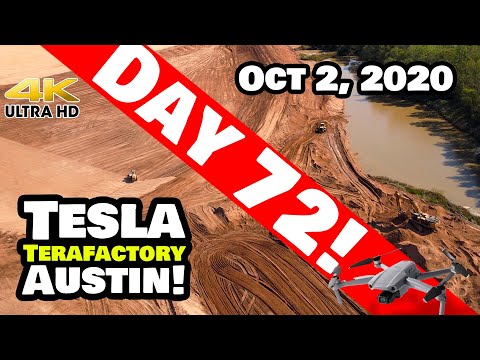 Tesla Gigafactory Austin 4K  Day 72 - 10/2/20 - Tesla Terafactory Austin Texas (!!! here)