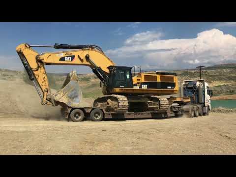 Loading And Transporting By Side The 100 Tones Caterpillar 390D Excavator - Fasoulas HeavyTransports