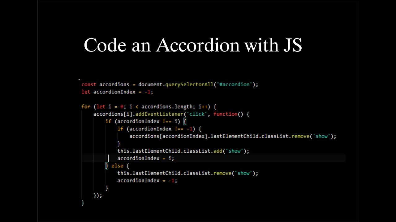 How To Implement Accordion Using Pure JavaScript