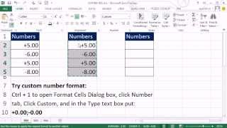 Excel Magic Trick 964: Custom Number Format Show Positive With Plus and Negative With Minus