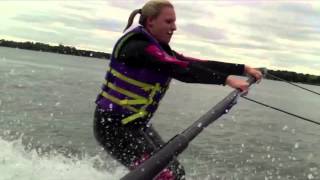 preview picture of video 'Free water ski lesson The Pony boat Sept 21th 2013 awesome Job, Cora, Megan and Savannah Megan'