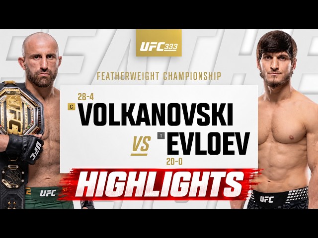 UFC 333: Volkanovski vs. Evloev Highlights – Round 2 TKO