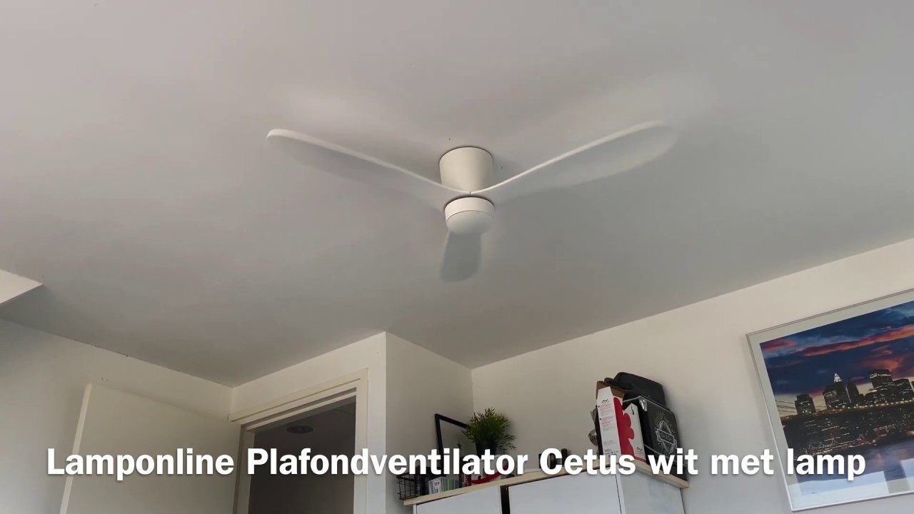 Lamponline Plafondventilator Cetus wit met lamp