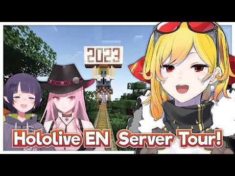 Ina and Calli gives Kaela a quick tour to Minecraft EN Server !!