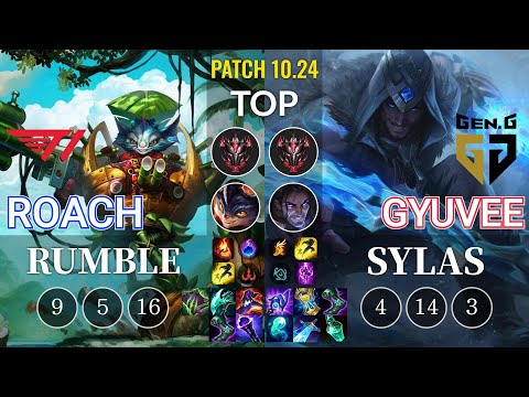 T1 Roach Rumble vs GEN gyuvee Sylas Top - KR Patch 10.24