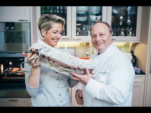 Fette Sau mit Schokolade-Marinade und glasiertem Bierradi