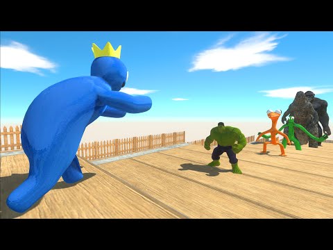 Rainbow Friend Blue Death Fall vs Godzilla - Animal Revolt Battle Simulator