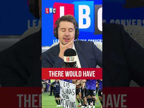Argentina players celebrate win with 'outrageous' political banner | LBC
