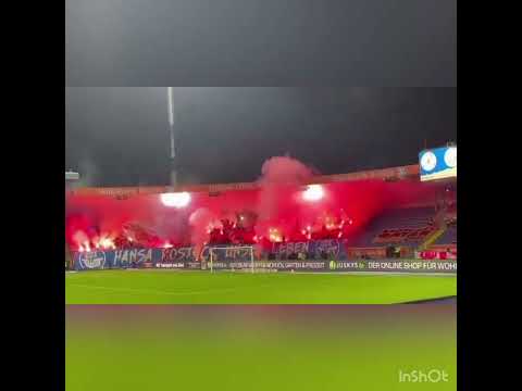 Hansa Rostock vs. Braunschweig/ Pyroshow im Gästeblock!💙🤍❤️