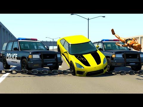 HIGH SPEED POLICE CHASES USING NEW SPIKE STRIP TECHNOLOGY! - BeamNG Drive Crash Test Compilation