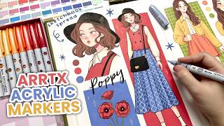 🐞 Filling A Page In My Sketchbook / Using Arrtx 60 Colors Direct Ink Acrylic Markers ✨