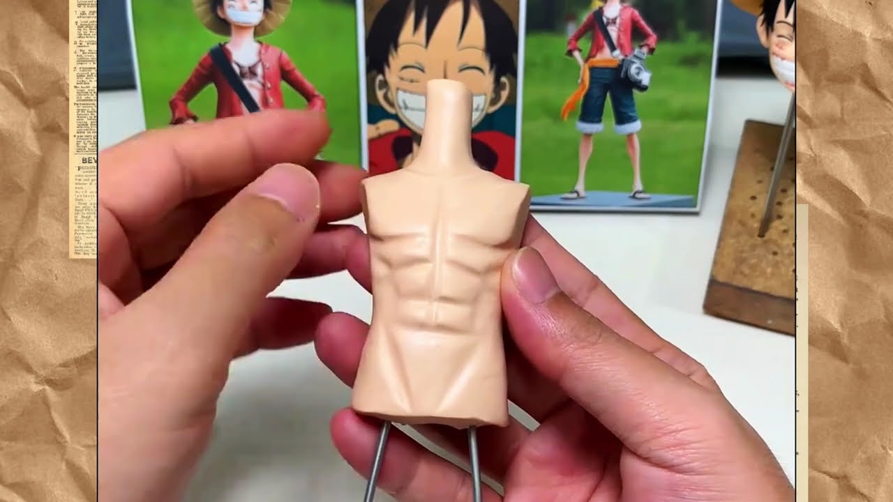 DIY Luffy Clay Figure! 🏴‍☠️ Sculpting the Future Pirate King (Satisfying Art) #onepiece #luffy 