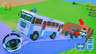 🔥 Indian Bus vs Monster Safari on Mega Ramp Challenge! 😱 | JCB, Tractor & Desi Vehicles Race #games