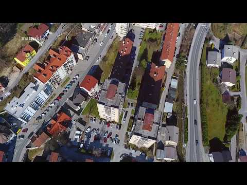 Trbovlje s ptičje perspektive, aerial video.