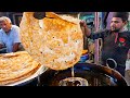 Indian Street Food GIANT PARATHA AND HALWA Srinagar Kashmir India