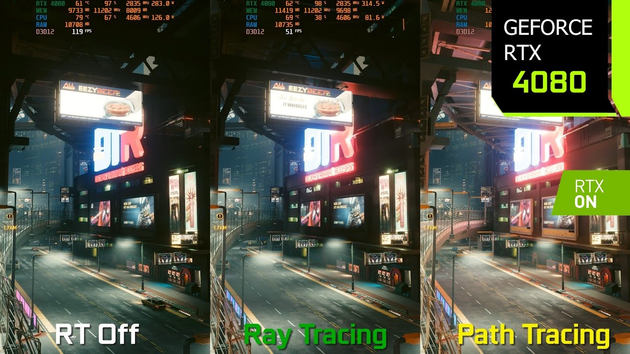 Cyberpunk 2077 RT Overdrive - Ray Tracing vs Path Tracing On vs Off Comparison | RTX 4080 4K DLSS