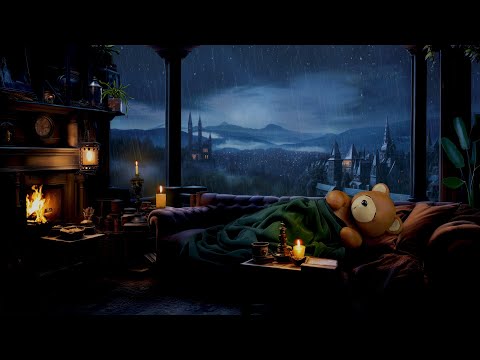 Hogwarts Rain with Thunderstorm View from Terrace | Sleep, Relax, Insomnia Therapy