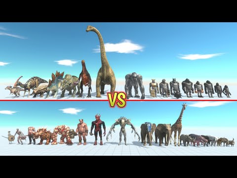 HERBIVORE DINOSAURS + MUTANT PRIMATES VS INFERNALS + MODERN MAMMALS - Animal Revolt Battle Simulator