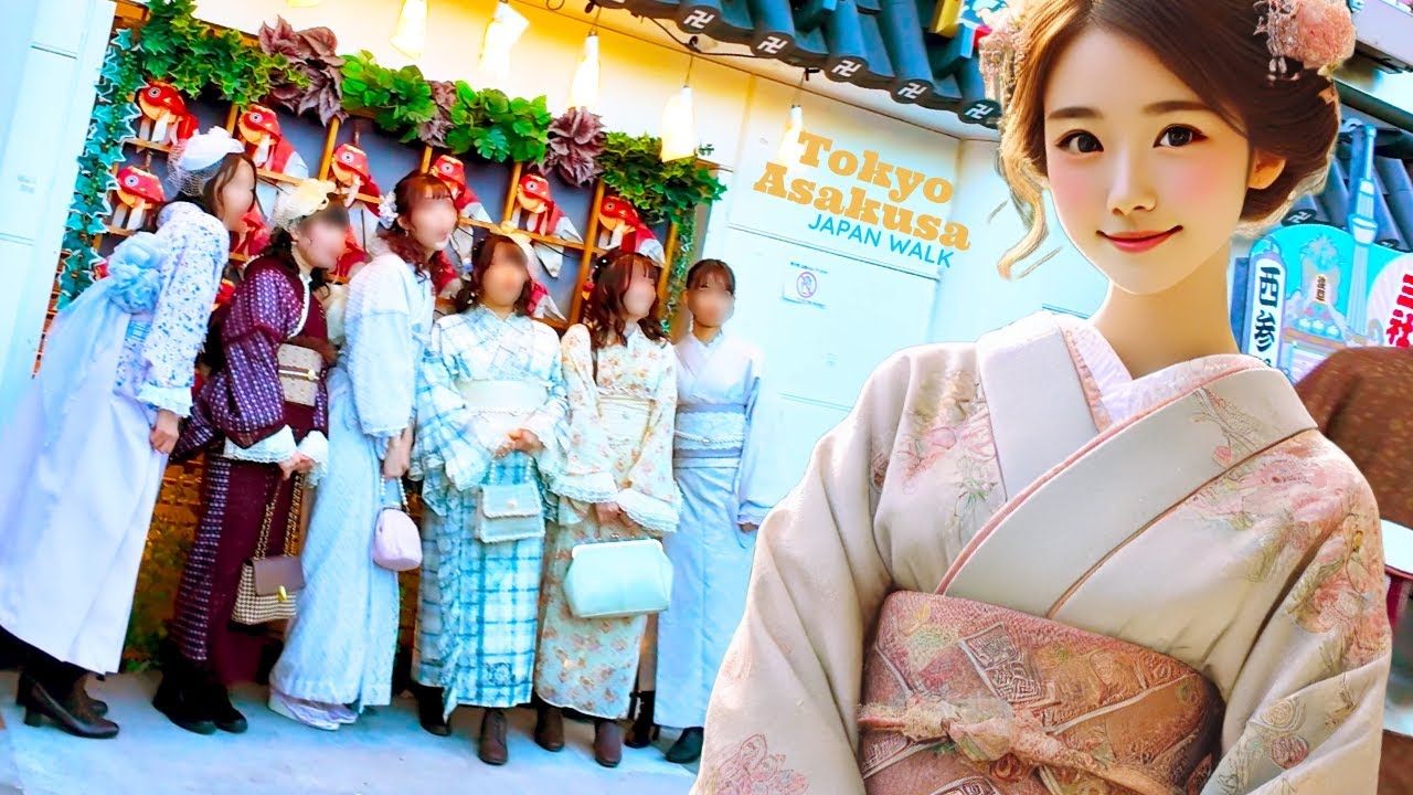 Tokyo Asakusa 🐶 Kimono Town ♪💖 4K Non-stop 1 hour