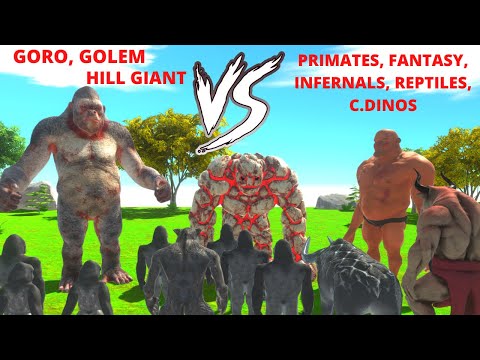 GORO, GOLEM AND HILL GIANT VS INFERNALS, PRIMATES, FANTASY, C  DINOS, REPTILES   2 FIGHTS  ARBS