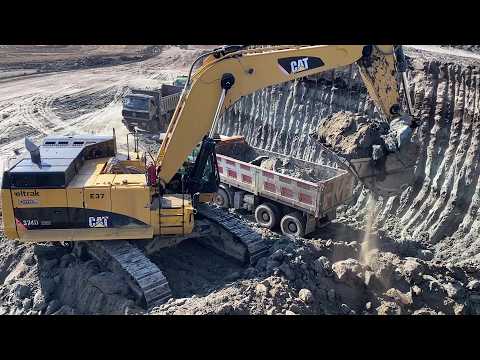 Cat 374D Hydraulic Excavator Loading Trucks With Three Passes - Interkat SA
