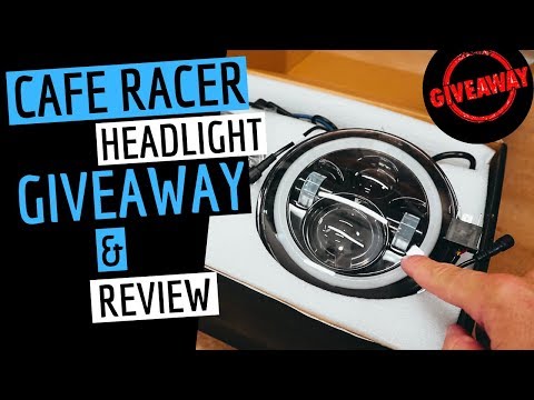 LED Motorcycle Headlight Review & GIVEAWAY - Cafe Racer Build Video