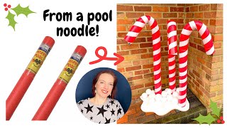 DIY Christmas decorations outdoor dollar tree -  Pool Noodle Candy Cane