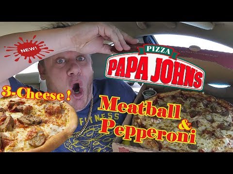 Papa John's ⭐EXTRA LARGE MEATBALL & PEPPERONI PIZZA⭐ Food Review!!!
