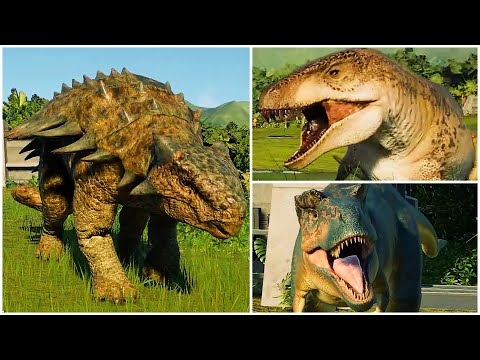 ANKYLOSAURUS vs ACROCANTHOSAURUS & ALBERTOSAURUS | Jurassic World Evolution 2