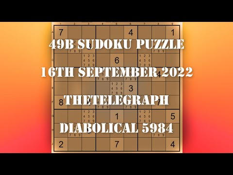 49B Sudoku Puzzle The Telegraph   Diabolical 16 09 22