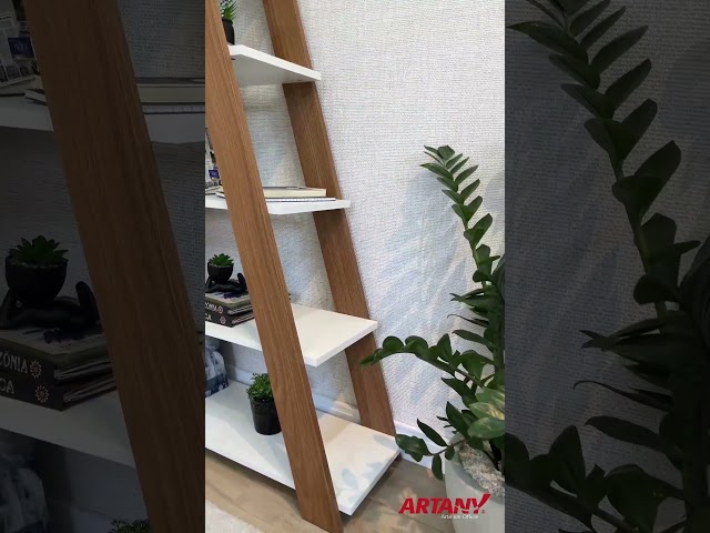 Estante para Livros Star 4 Prateleiras Freijó/Branco - Artany