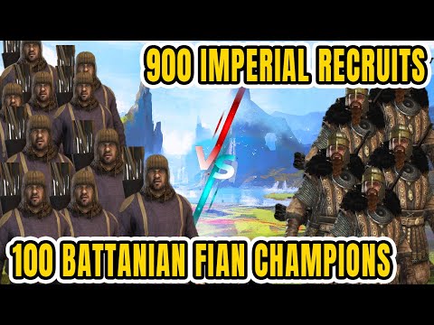 100 Battanian Fian Champions vs 900 Imperial Recruits - Mount and Bannerlord Simulation Fight