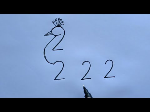 How To Draw Peacock With 2222 Number | How To Turn 2222 In Peacock Drawing | Peacock Drawing Art