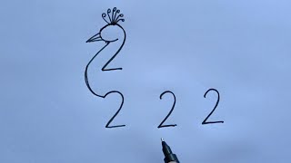 How To Draw Peacock With 2222 Number  How To Turn 